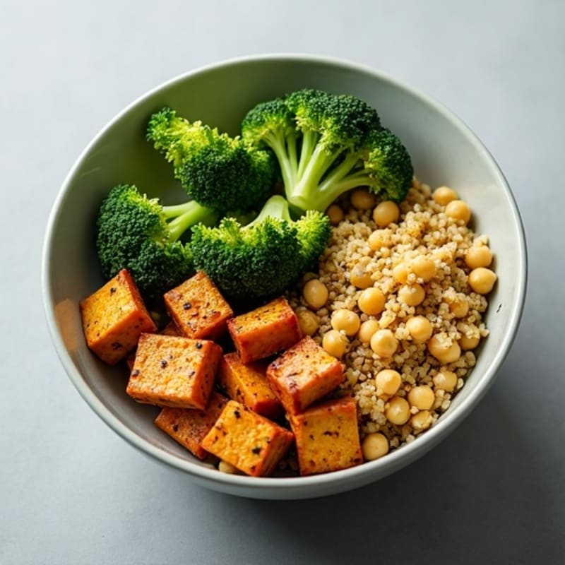 Chickpea Quinoa Power Bowl with Roasted Broccoli and Hemp Seeds