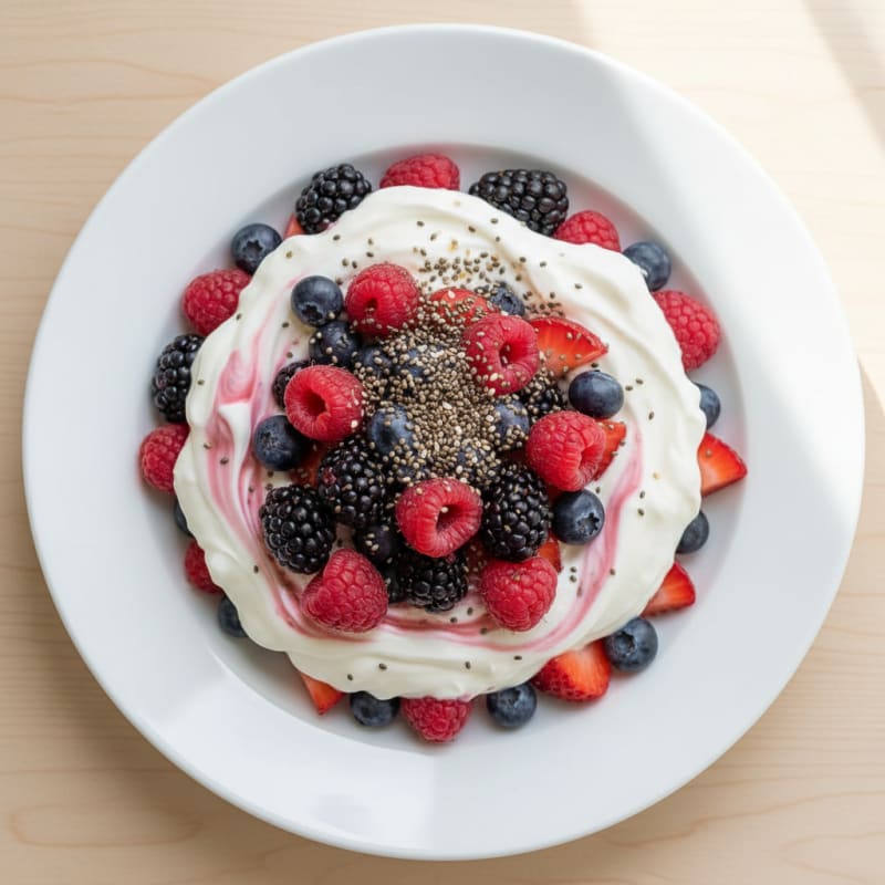 Greek Yogurt Protein Parfait with Mixed Berries