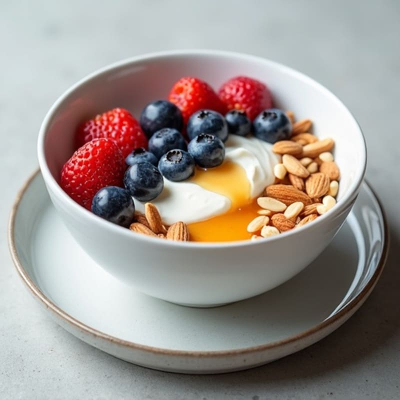 Silky Greek Yogurt Bowl with Protein Powder and Fresh Berries