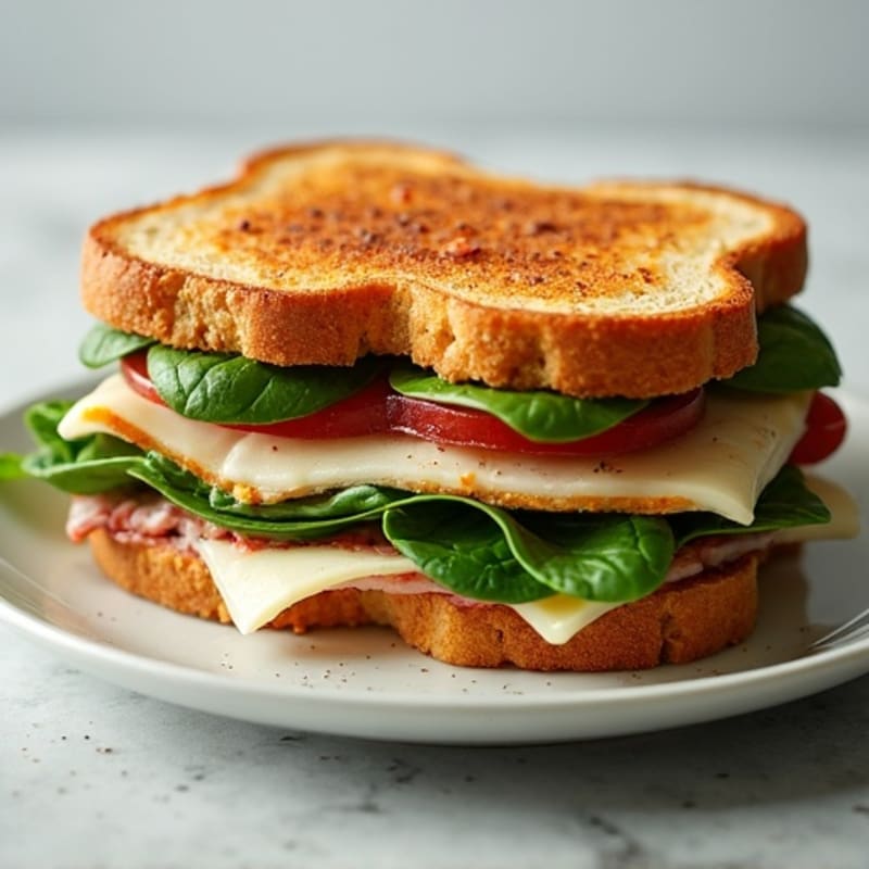 Crispy Whole Grain Triple-Layer Turkey and Fresh Spinach Melt