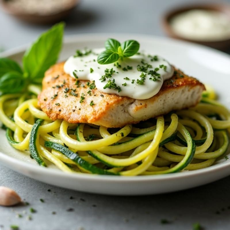 Creamy Pesto Chicken with Zucchini Noodles