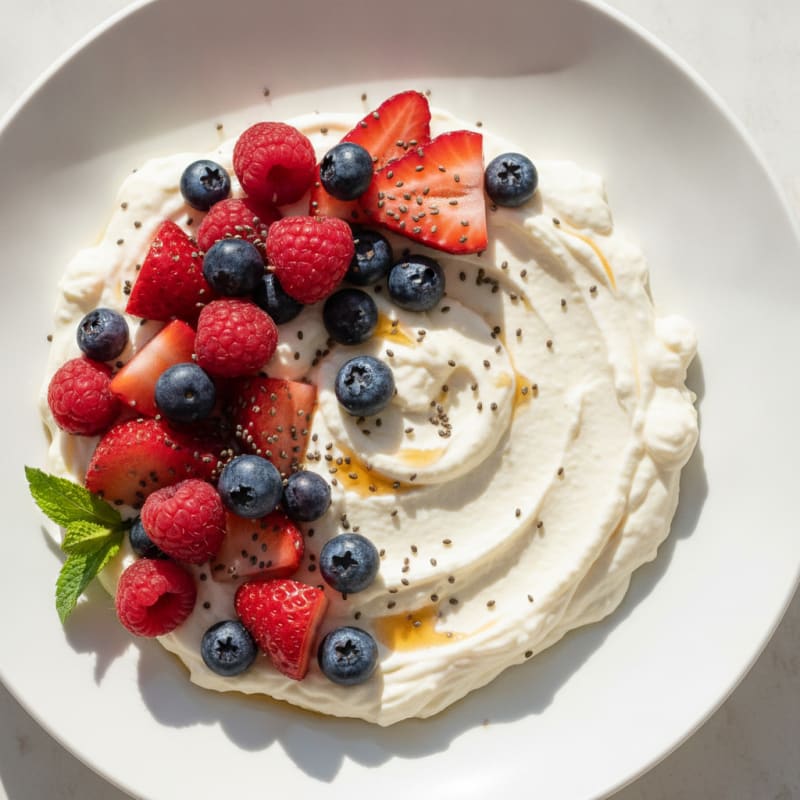 Greek Yogurt Protein Pudding with Mixed Berries