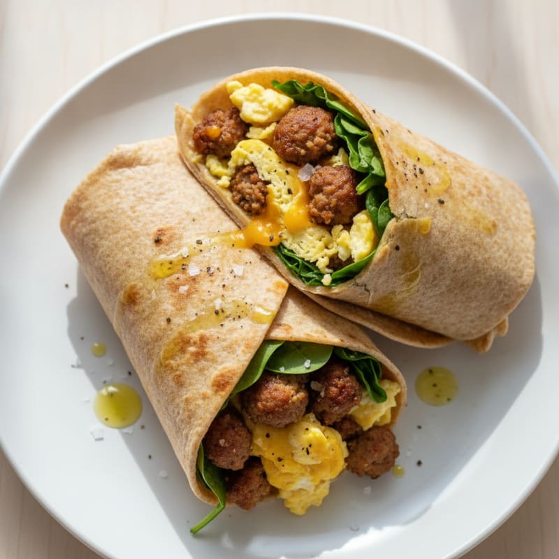 Sausage Egg and Cheese Breakfast Wrap