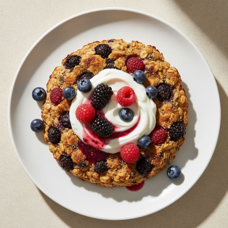 Triple Berry Baked Oats with Greek Yogurt