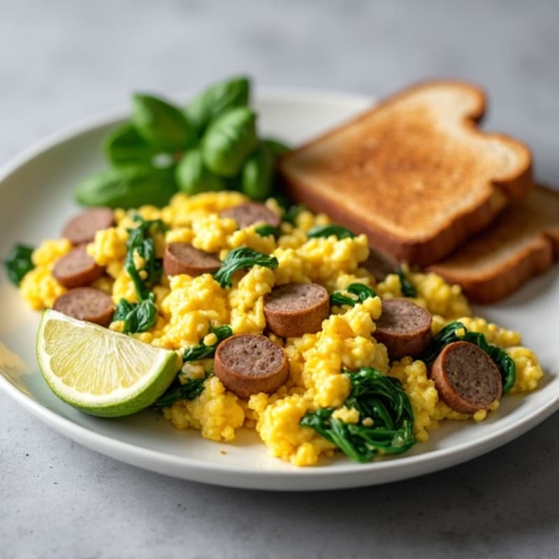 Egg White and Turkey Sausage Scramble with Spinach