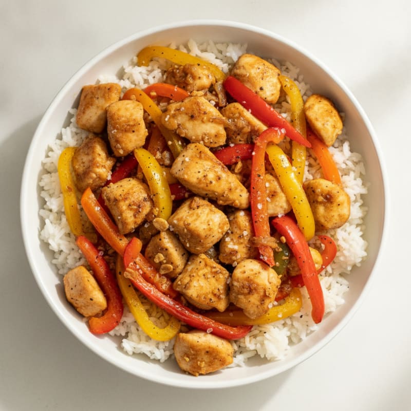 Chicken and Bell Pepper Rice Bowl