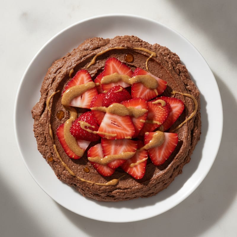 Silky Chocolate Protein Pudding with Sliced Strawberries