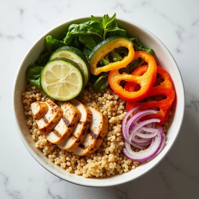 Grilled Chicken and Quinoa Bowl with Roasted Vegetables