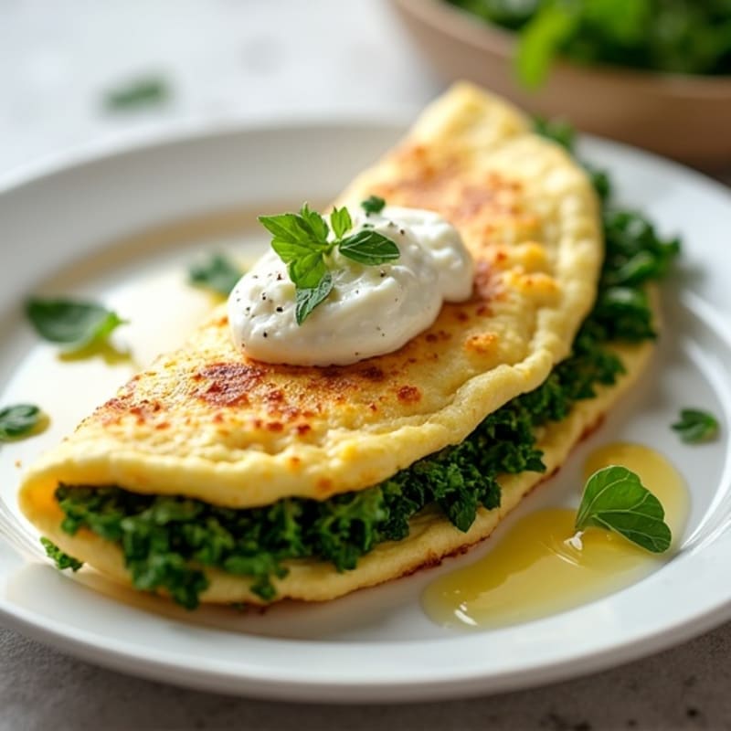 Fluffy Spinach-Feta Greek Omelet