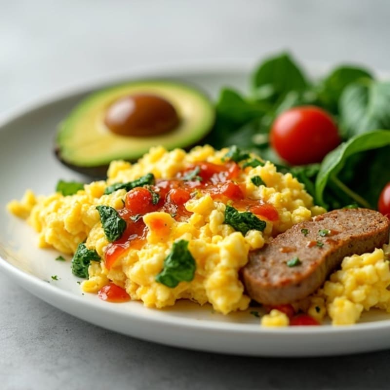 Egg White and Turkey Sausage Scramble with Spinach