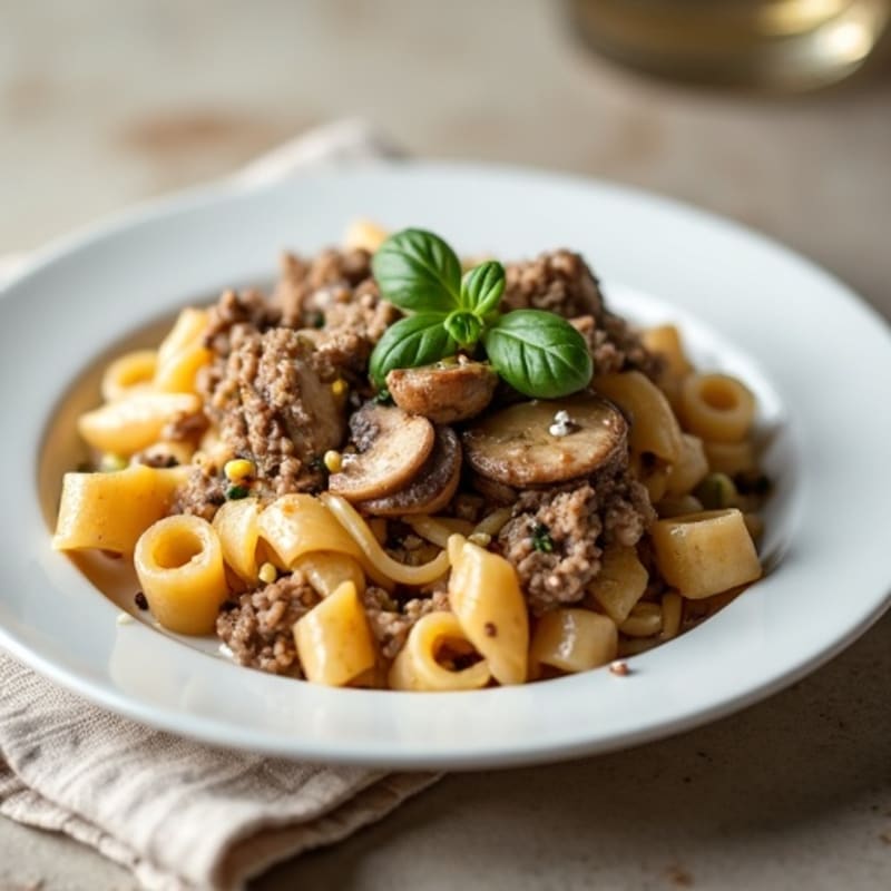 Tender Lean Beef and Mushroom Creamy Whole Wheat Pasta