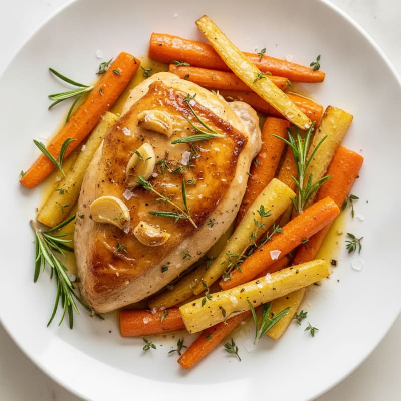 Garlic Herb Roasted Chicken with Root Vegetables