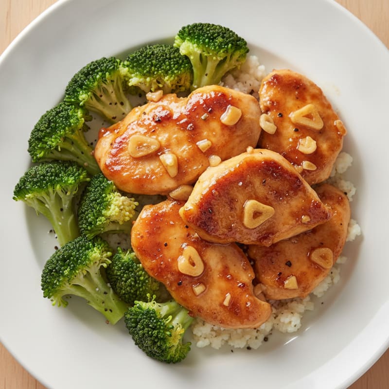 Orange Glazed Chicken with Steamed Broccoli