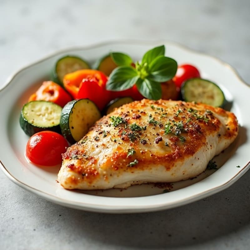 Herb-Crusted Pan Seared Chicken with Roasted Vegetables