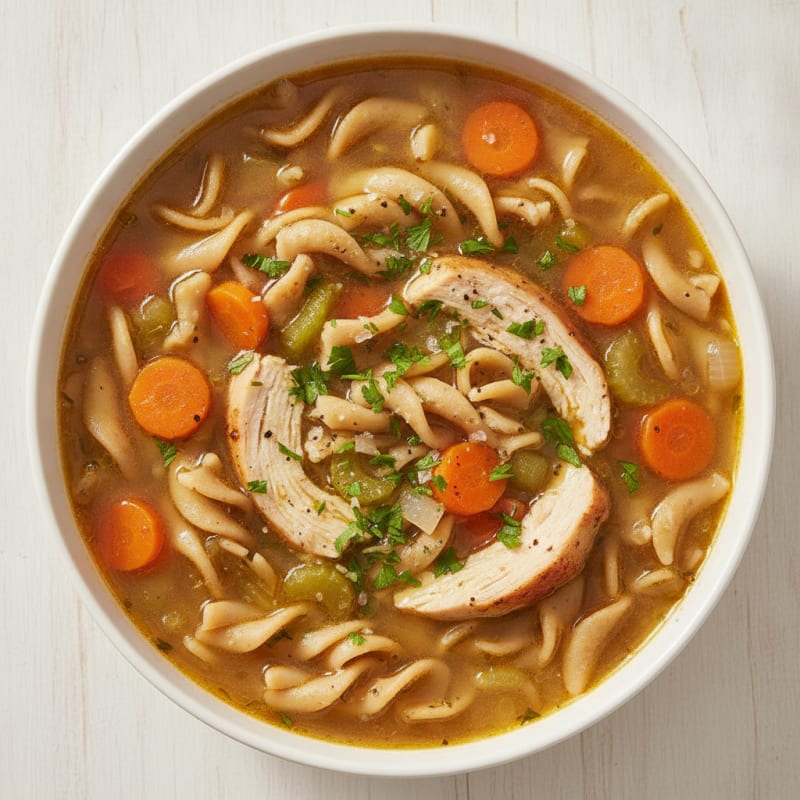 Hearty Chicken Noodle Soup with Herbs
