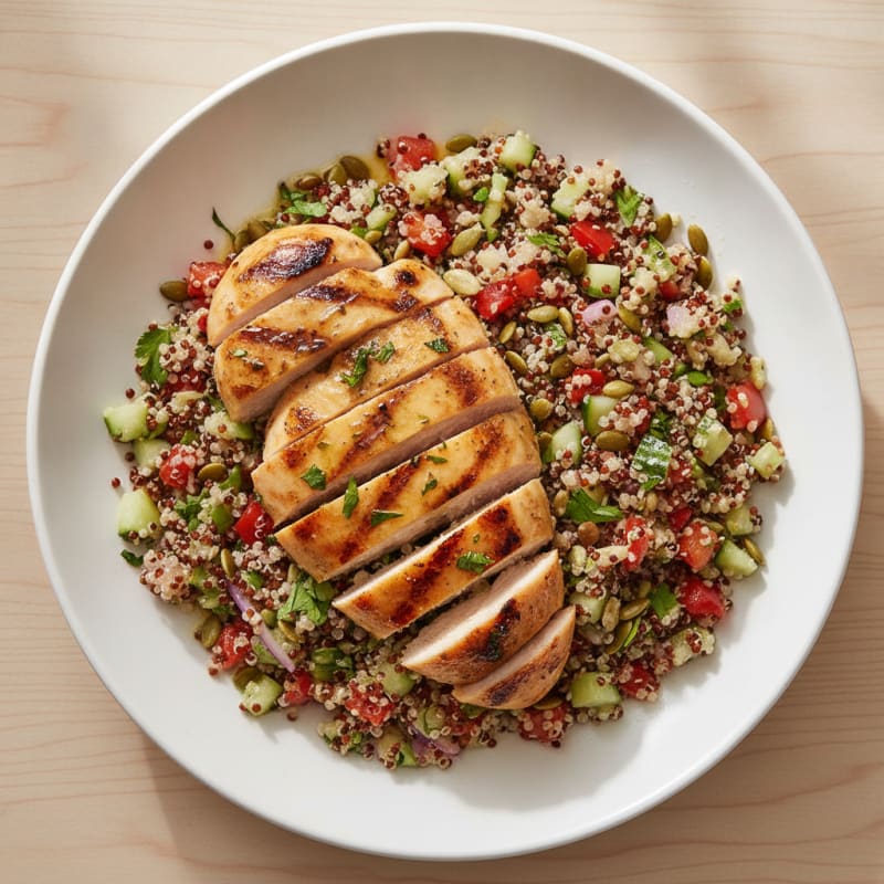 Grilled Chicken Breast with Crunchy Quinoa Salad