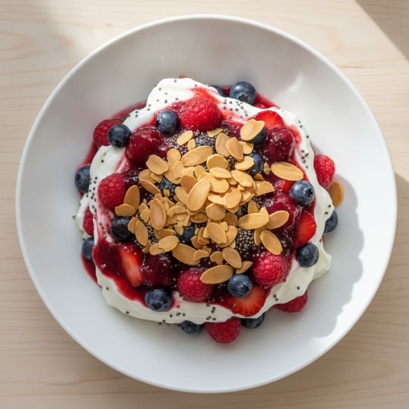 Greek Yogurt Protein Parfait with Mixed Berries