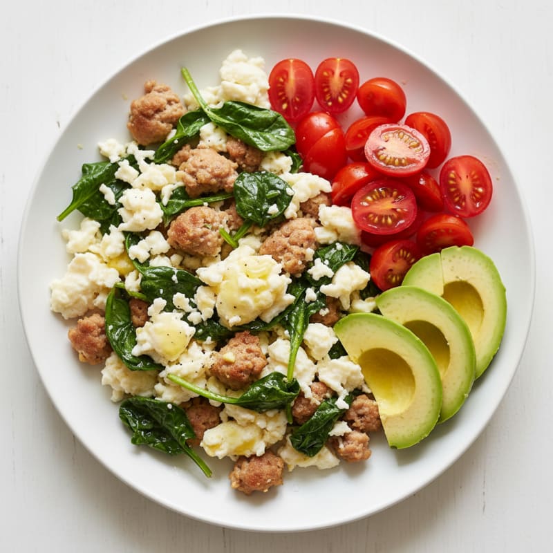 Egg White and Turkey Sausage Scramble with Spinach