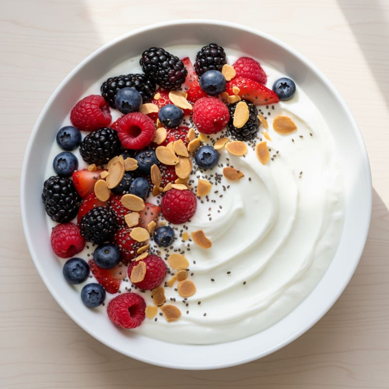 Silky Greek Yogurt Protein Bowl with Mixed Berries