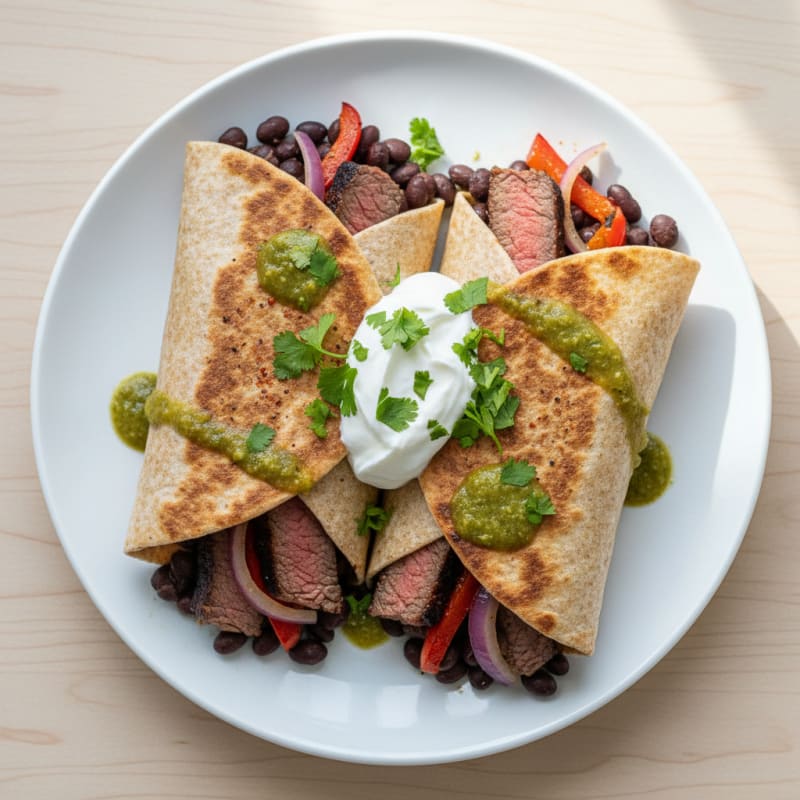 Loaded Steak and Bean Burrito