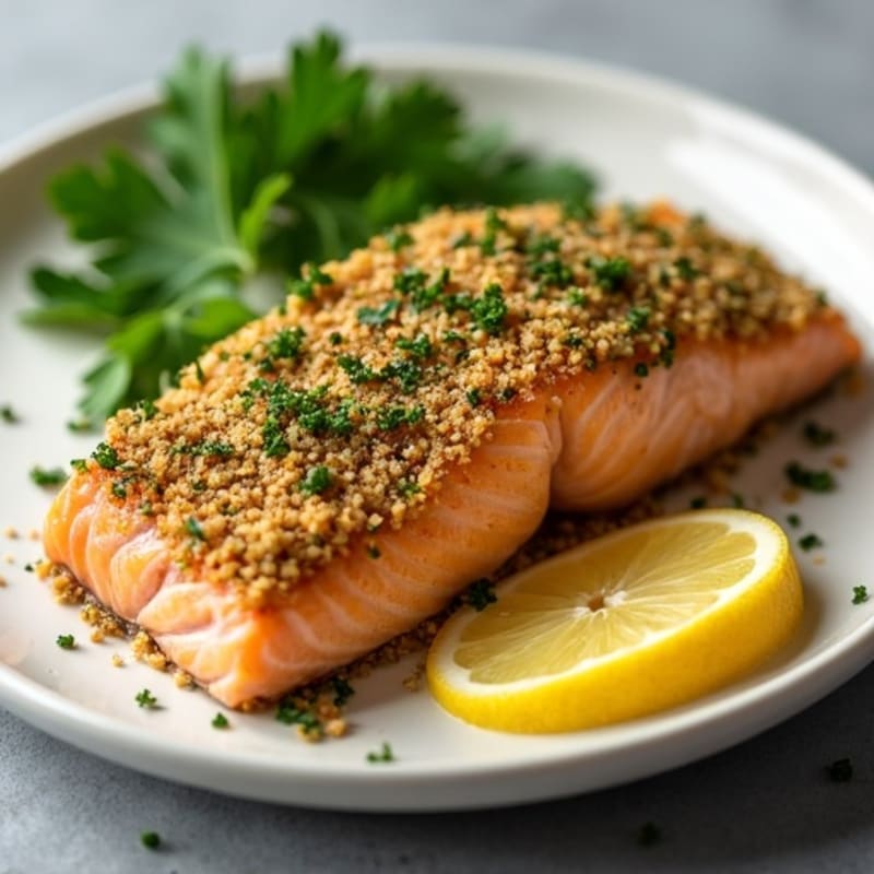 Herb-Crusted Pan Seared Salmon with Lemon