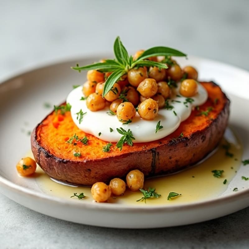 Herb-Roasted Sweet Potato with Greek Yogurt Topping