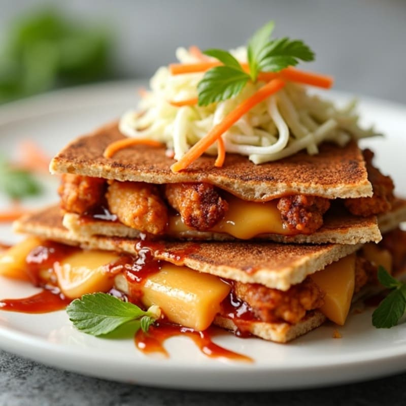 Crispy BBQ Chicken Quesadilla with Fresh Slaw