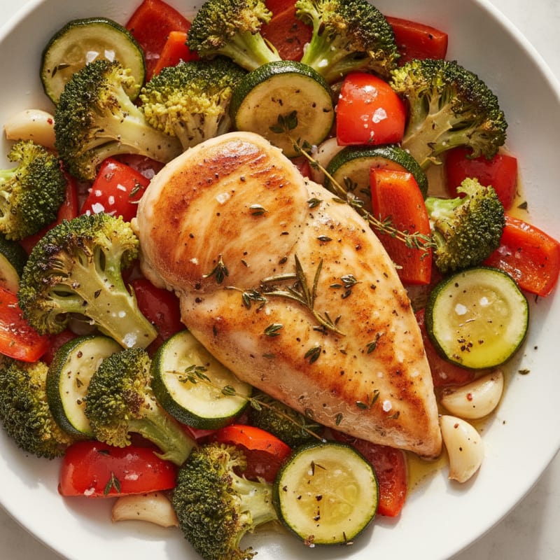 Pan-Seared Chicken with Roasted Vegetables