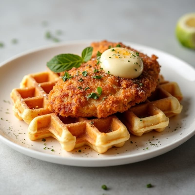Crispy Baked Chicken with Almond Flour Waffles