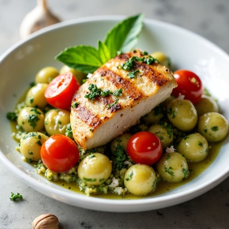 Herb Pesto Gnocchi with Roasted Cherry Tomatoes