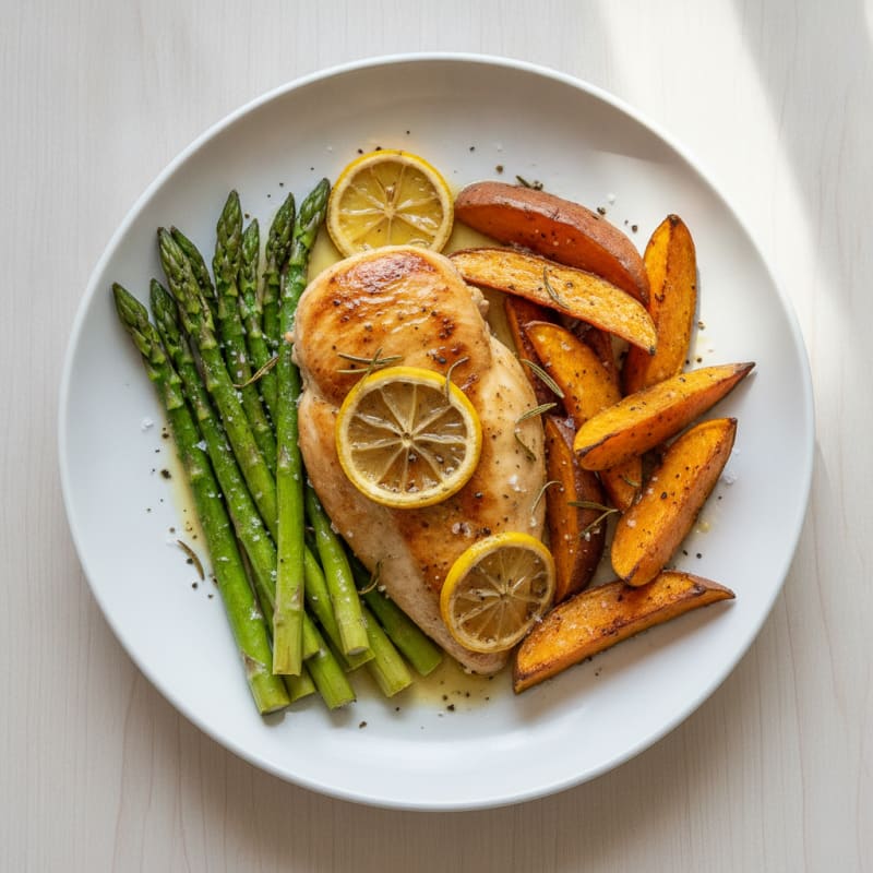 Lemon-Herb Roasted Chicken with Asparagus