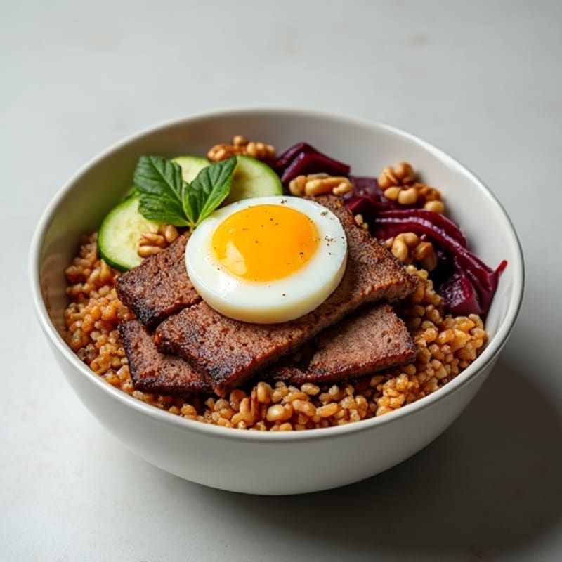 Slow-Cooked Brisket Bowl with Beet and Walnut Salad