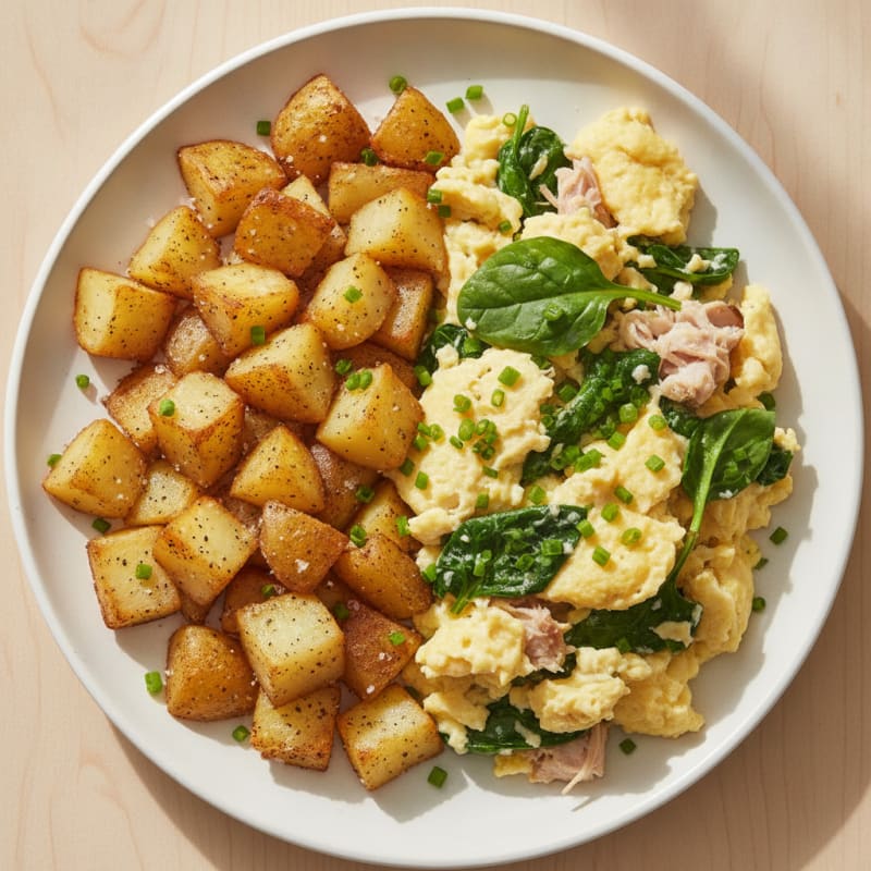 Hearty Scrambled Eggs with Roasted Potatoes