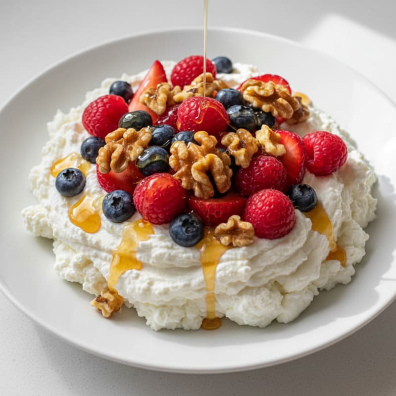 Creamy Greek Yogurt and Cottage Cheese Protein Bowl with Mixed Berries
