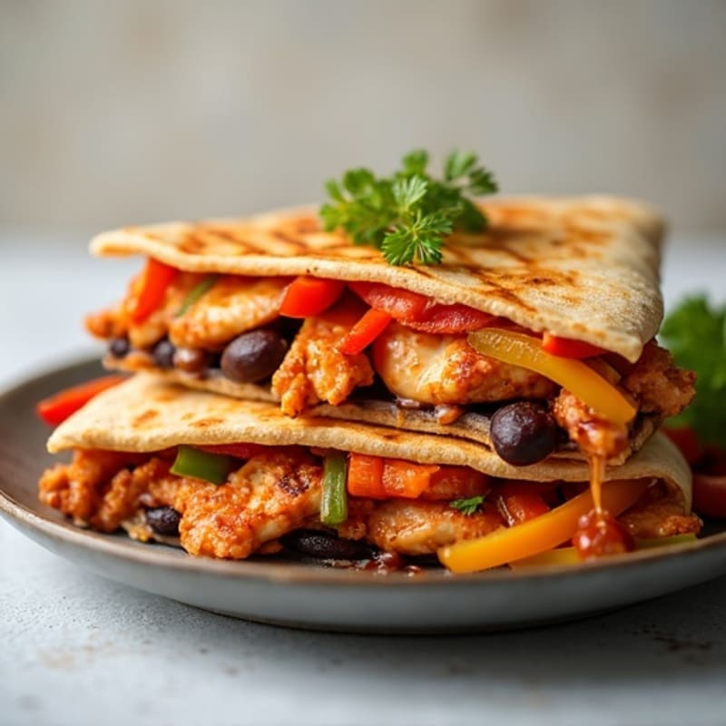 Smoky BBQ Chicken and Veggie Loaded Quesadilla