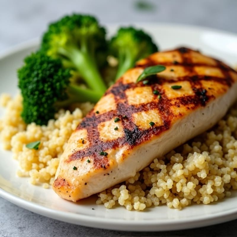 Grilled Chicken Breast with Quinoa and Steamed Broccoli