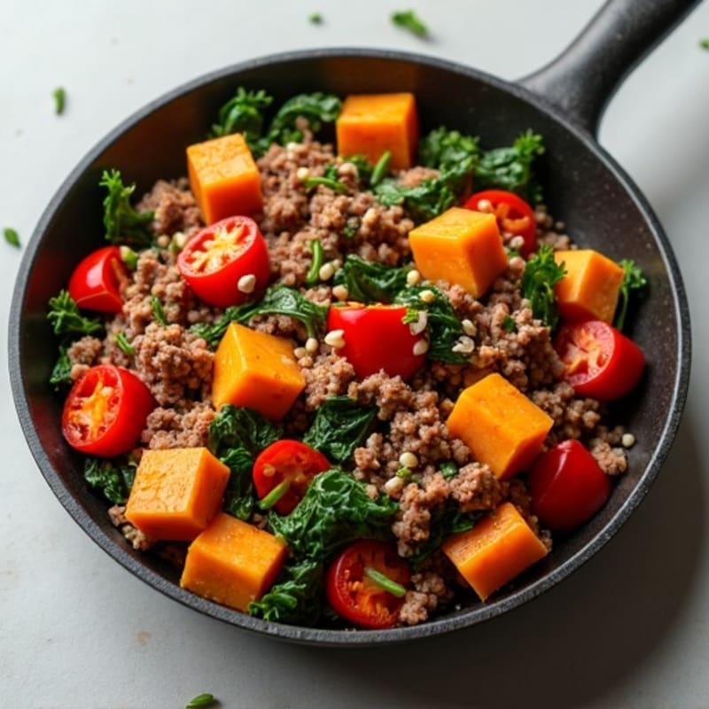 Hearty Minced Meat and Sweet Potato Skillet