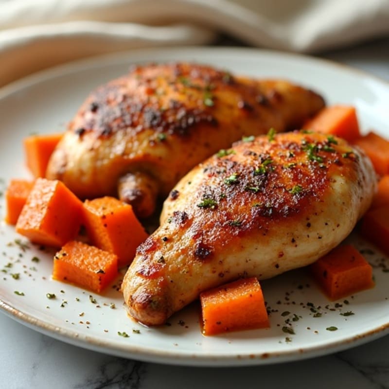 Sheet Pan Roasted Chicken and Sweet Potatoes with Warming Spices