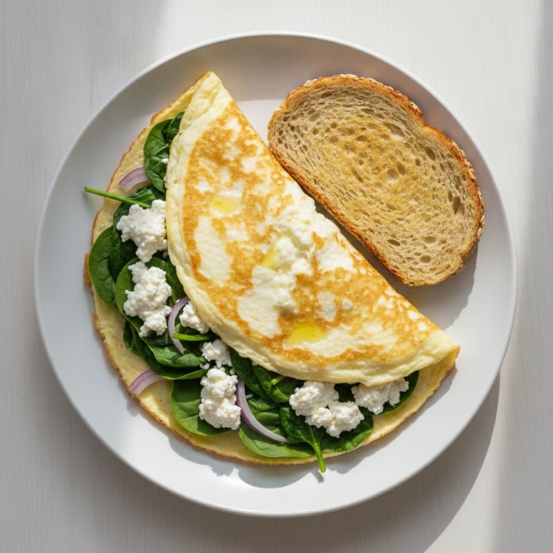 Egg White Spinach Omelette with Cottage Cheese