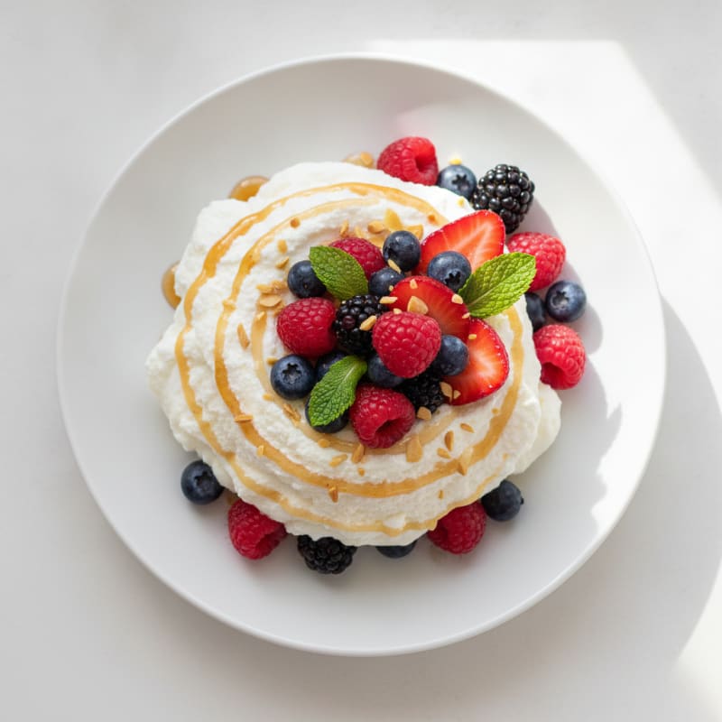 Greek Yogurt Protein Mousse with Mixed Berries