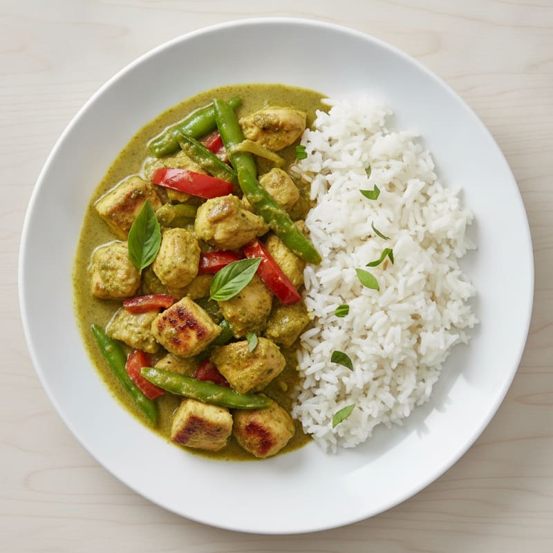 Green Curry Chicken with Coconut Rice