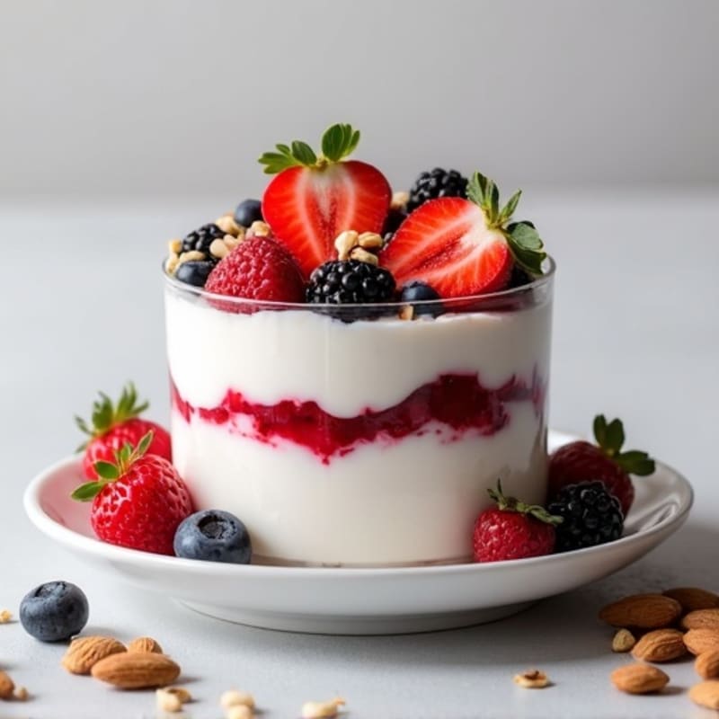 Greek Yogurt Protein Parfait with Berries and Almonds
