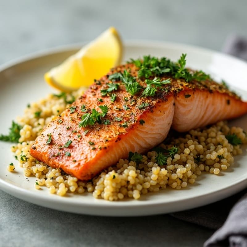 Herb-Crusted Baked Salmon with Quinoa