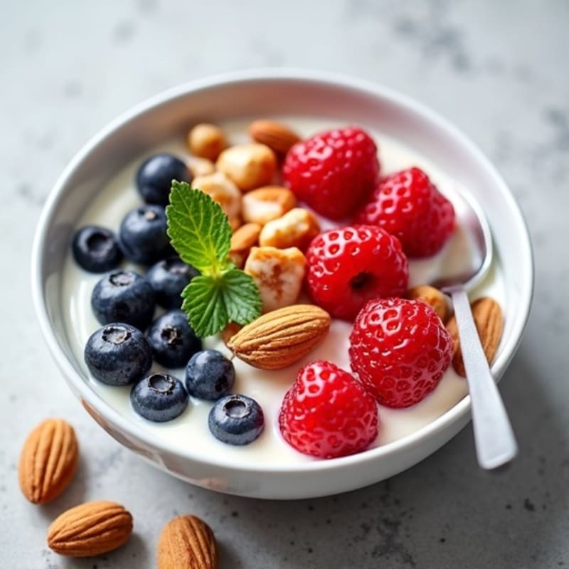 Creamy Quark with Fresh Berries and Crunchy Almonds