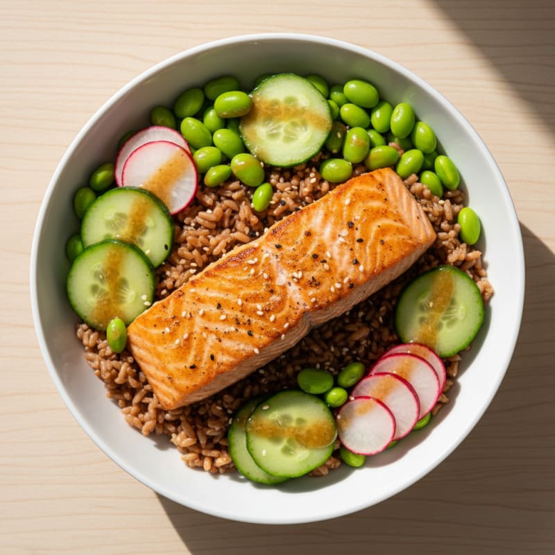 Golden Pan-Seared Salmon Sushi Bowl
