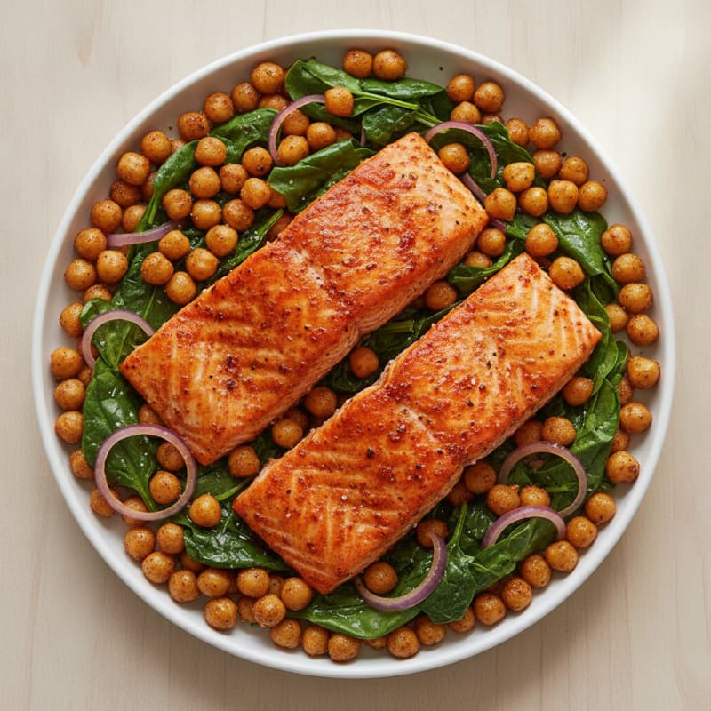 Harissa Salmon and Chickpea Platter