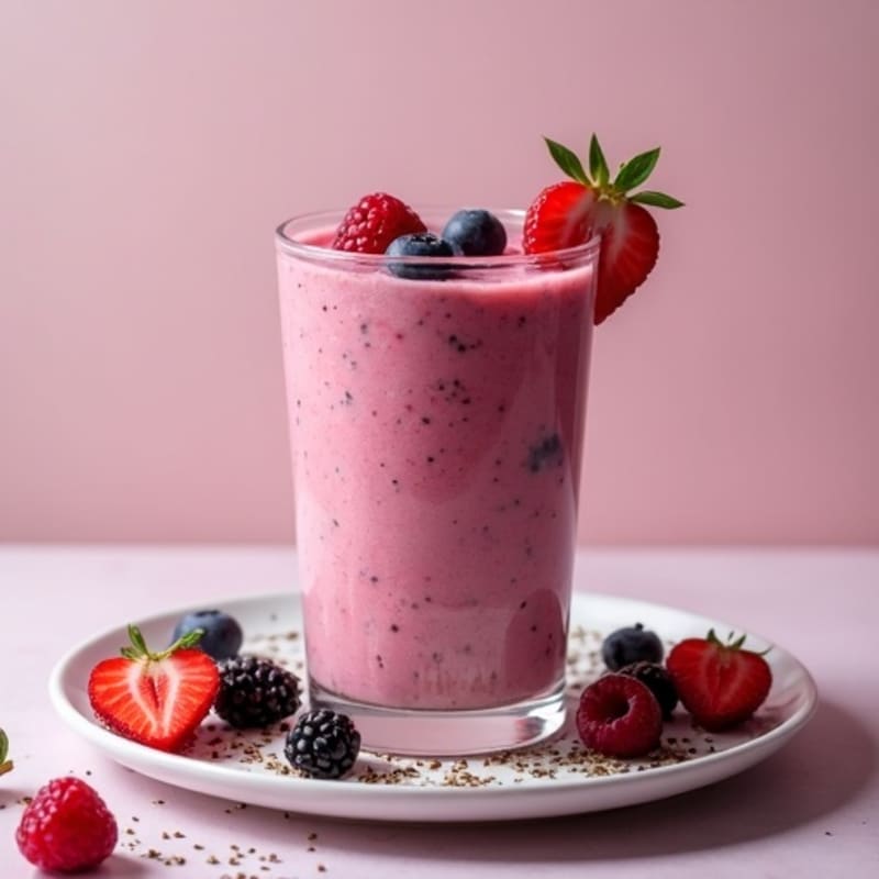 Silken Tofu Protein Smoothie with Chia and Berries