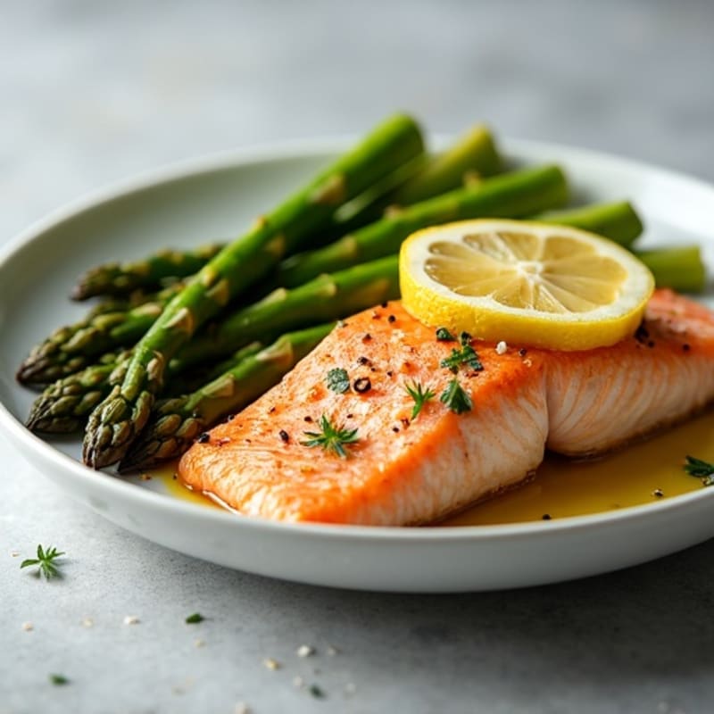 Flaky Baked Salmon with Roasted Asparagus