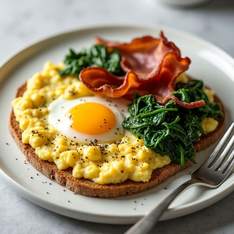 Egg White Scramble with Spinach and Turkey Bacon