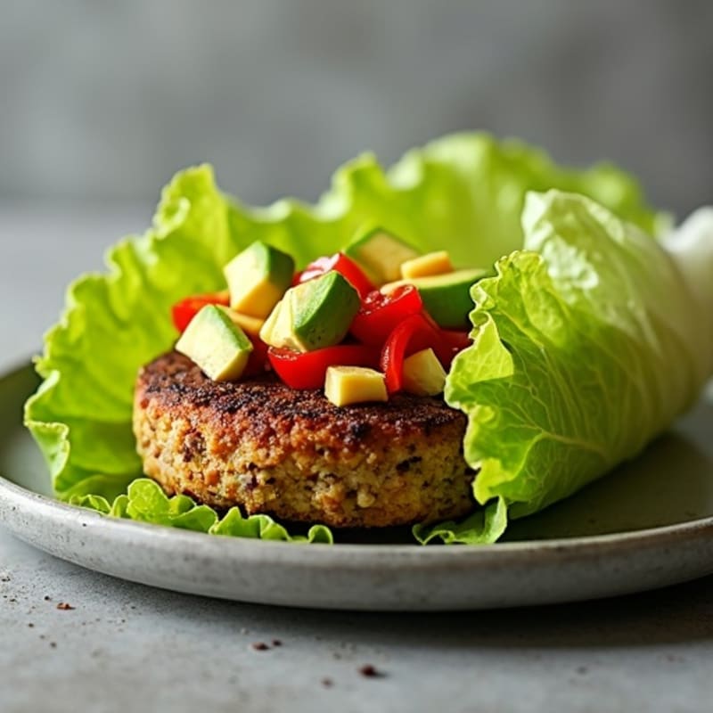 Crispy Black Bean Burger Lettuce Wraps with Creamy Avocado